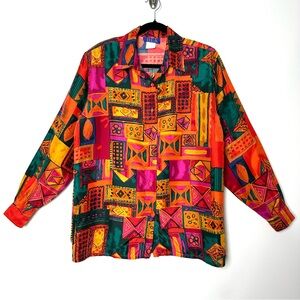 Vintage 90’s Retro 100% Silk Blouse Dopamine Dressing Y2K Saved by the Bell